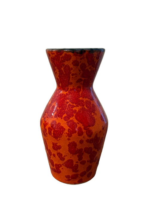 Scheurich 523-18 Fat Lava Vase – West Germany 1970s – Red Volcanic Glaze