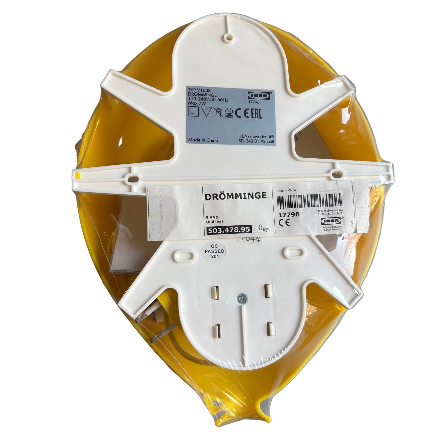 1990s Ikea DRÖMMINGE Yellow Balloon Wall Lamp – New Old Stock
