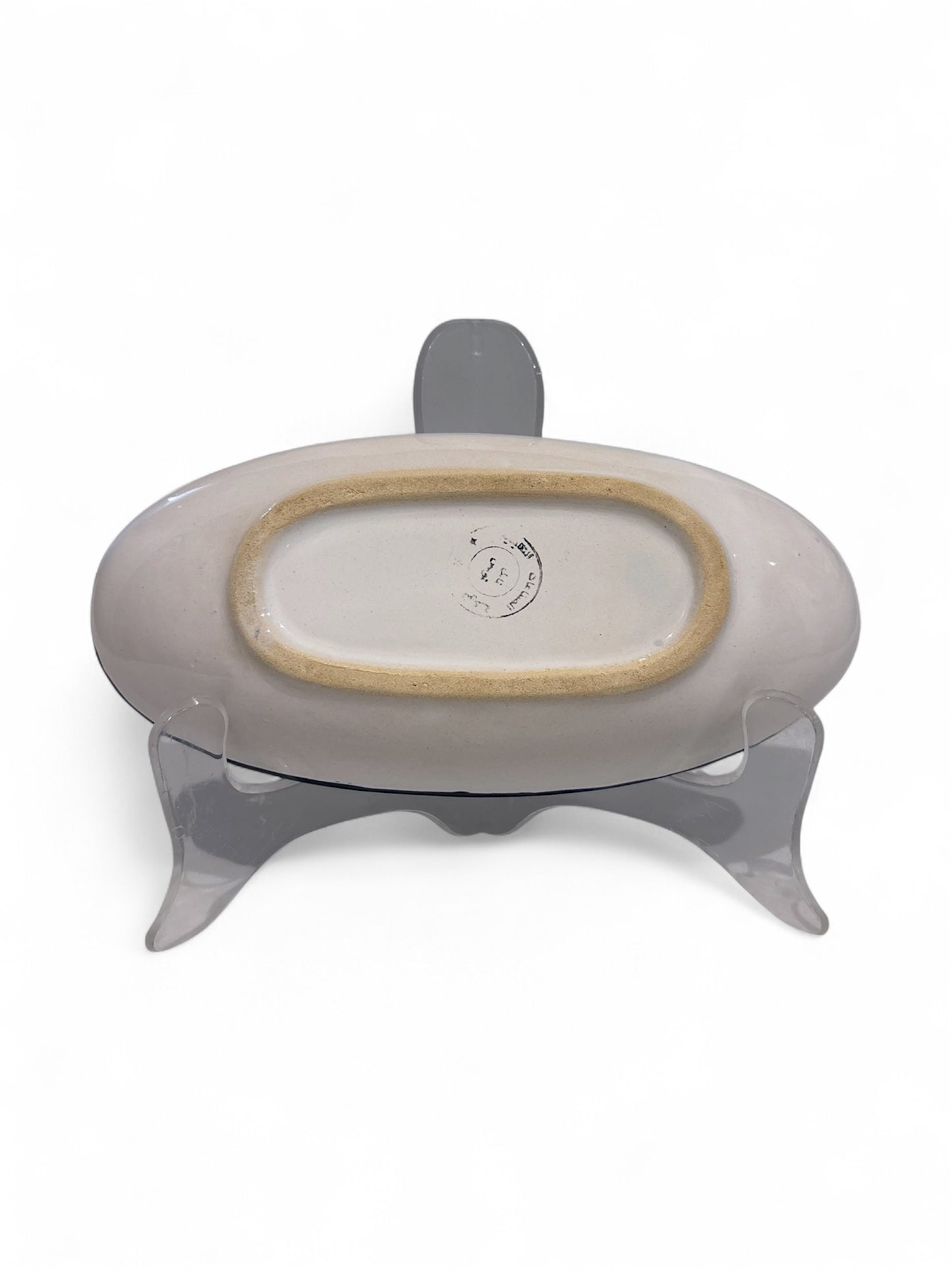Hand-Painted Tunisian Ceramic Oval Dish – Nabeul Pottery, 1970s-1980s