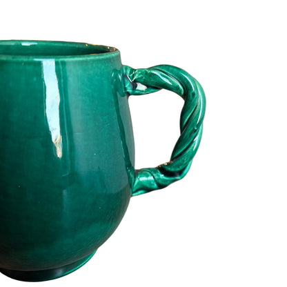 Accolay France Ceramic Pitcher – Mid Century Pottery – Green Glaze, 1960s