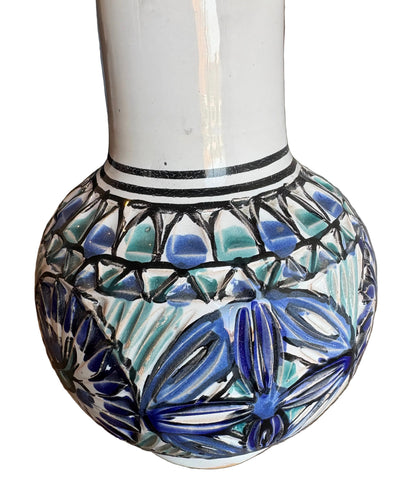 Hand-Painted Tunisian Ceramic Vase – Nabeul Pierced Design c. 1970s-1980s