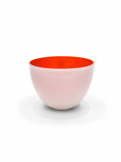 Carlo Moretti Murano Glass Bowl – Pirus Series 2003 – Ivory & Orange