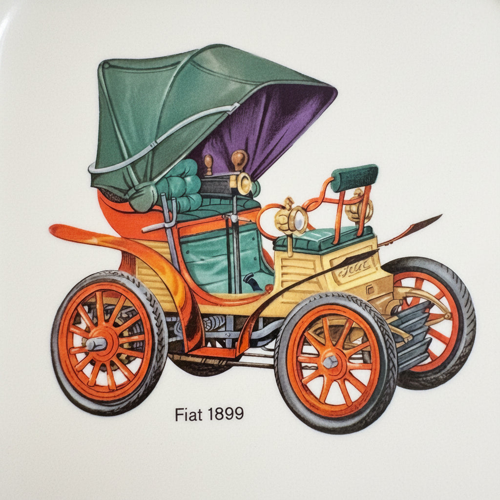 Villeroy & Boch Porcelain Tray – Fiat 1899 Illustration – Rodange 1969 Souvenir Plate