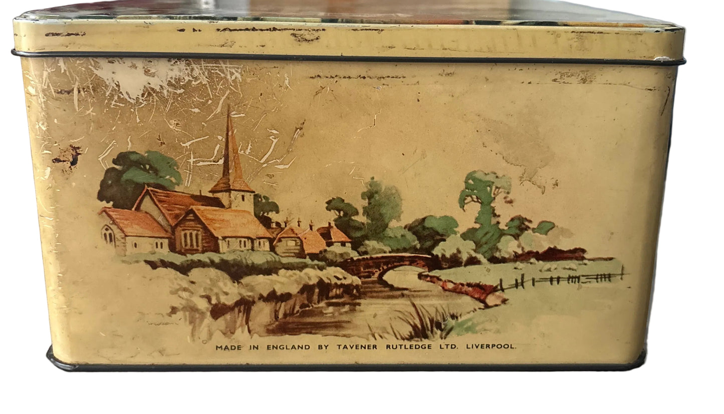 1940s-50s Taveners Rutledge Tin Box – English Countryside Illustration
