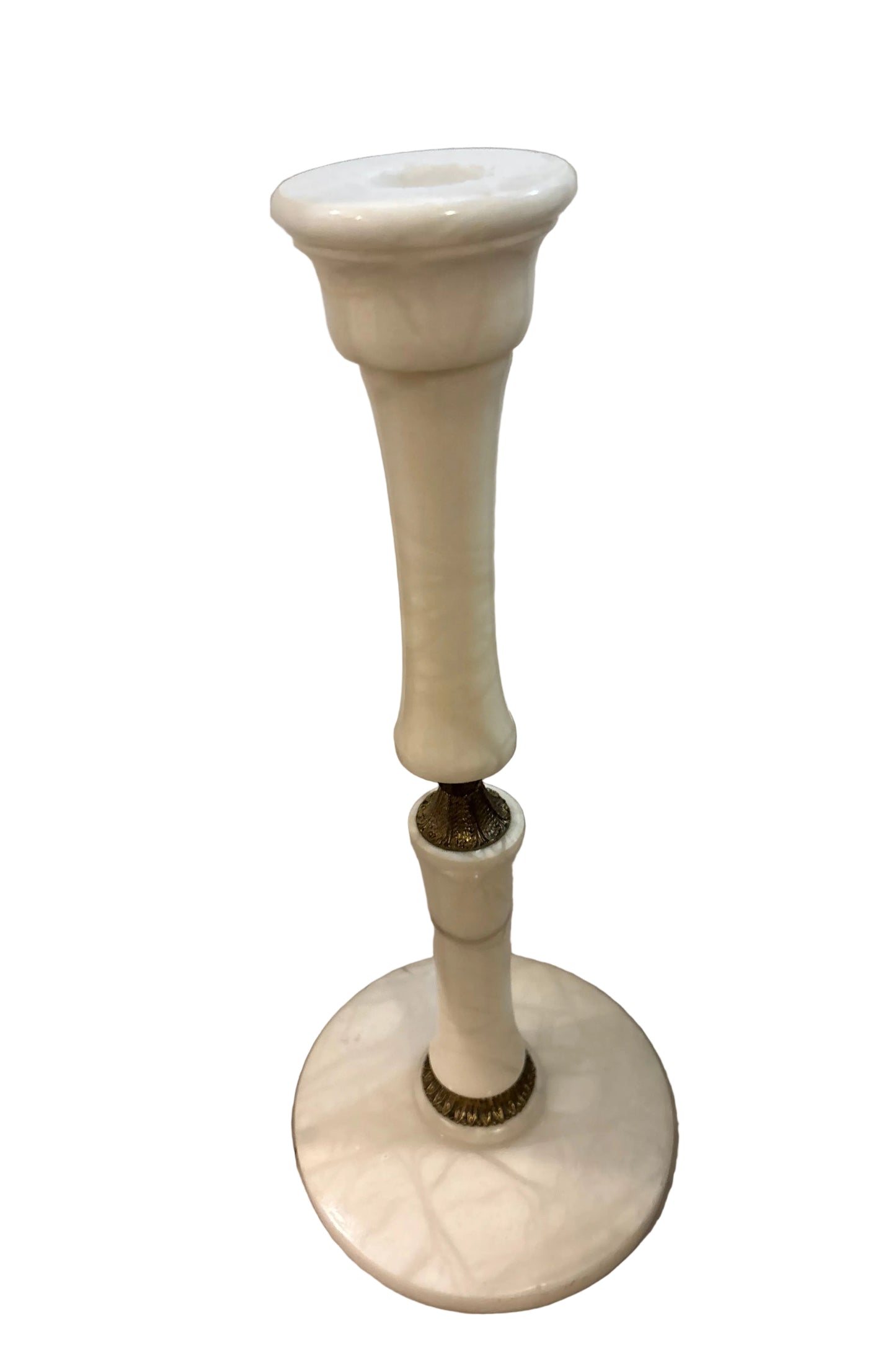 Mid-Century Onyx Pedestal Stand with Brass Details – Italian Style, 1960s