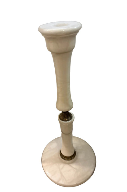 Mid-Century Onyx Pedestal Stand with Brass Details – Italian Style, 1960s