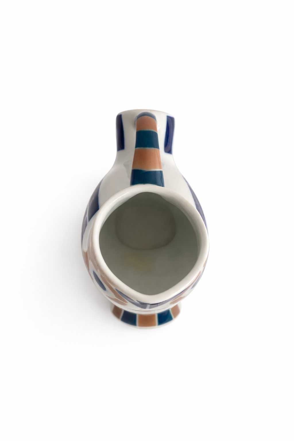 Sargadelos “Moucho” Owl Pitcher – Blue Geometric Ceramic – Spain, 1970s–1980s