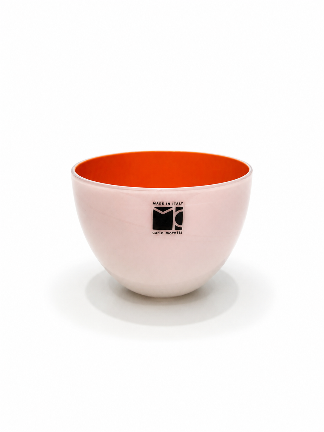 Carlo Moretti Murano Glass Bowl – Pirus Series 2003 – Ivory & Orange
