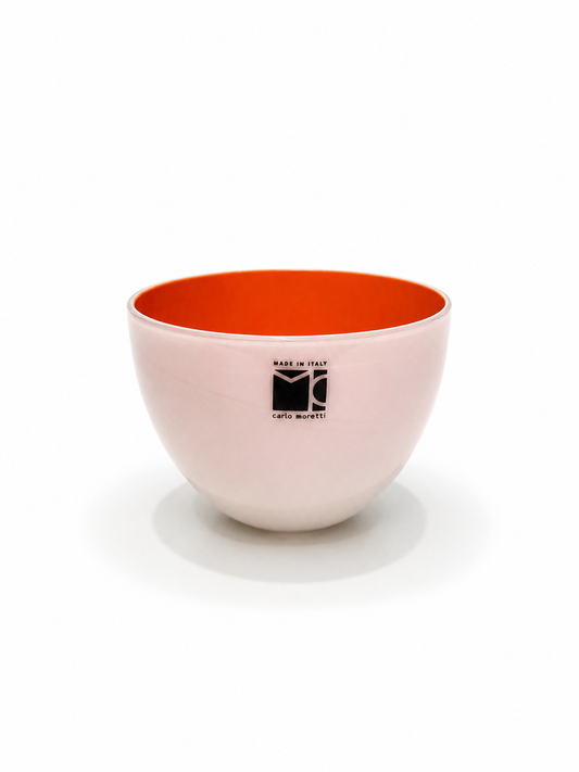 Carlo Moretti Murano Glass Bowl – Pirus Series 2003 – Ivory & Orange