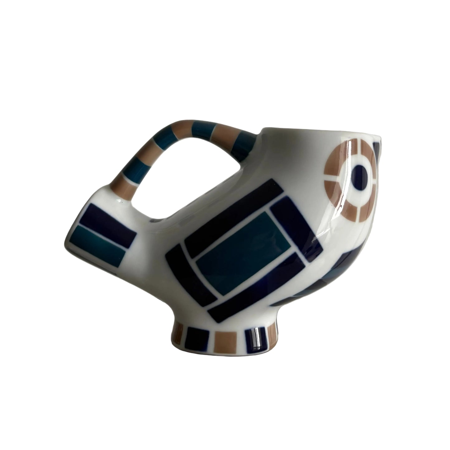 Sargadelos “Moucho” Owl Pitcher – Blue Geometric Ceramic – Spain, 1970s–1980s
