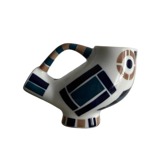 Sargadelos “Moucho” Owl Pitcher – Blue Geometric Ceramic – Spain, 1970s–1980s