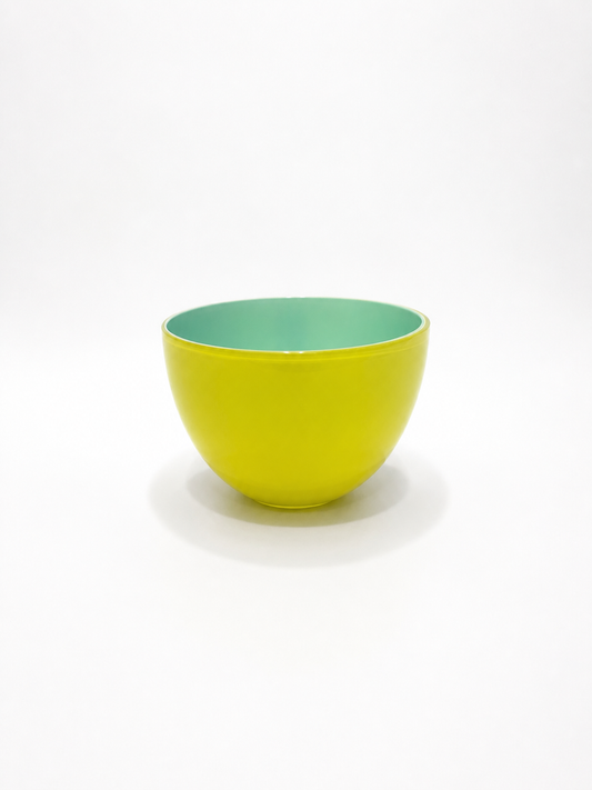 Carlo Moretti Murano Glass Bowl – Pirus Series 2003 – Lime & Turquoise