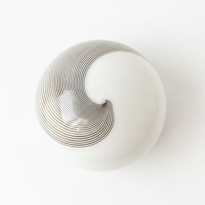 Italian Modernist Spiral Glass Table Lamp – Opaline Globe & Brass Base, Venini style, late 1960s–1970s