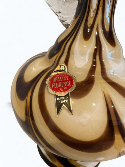 Empoli Opaline Glass Pitcher Vase – Brown Swirl Vetreria Barbieri 1970s (30 cm)