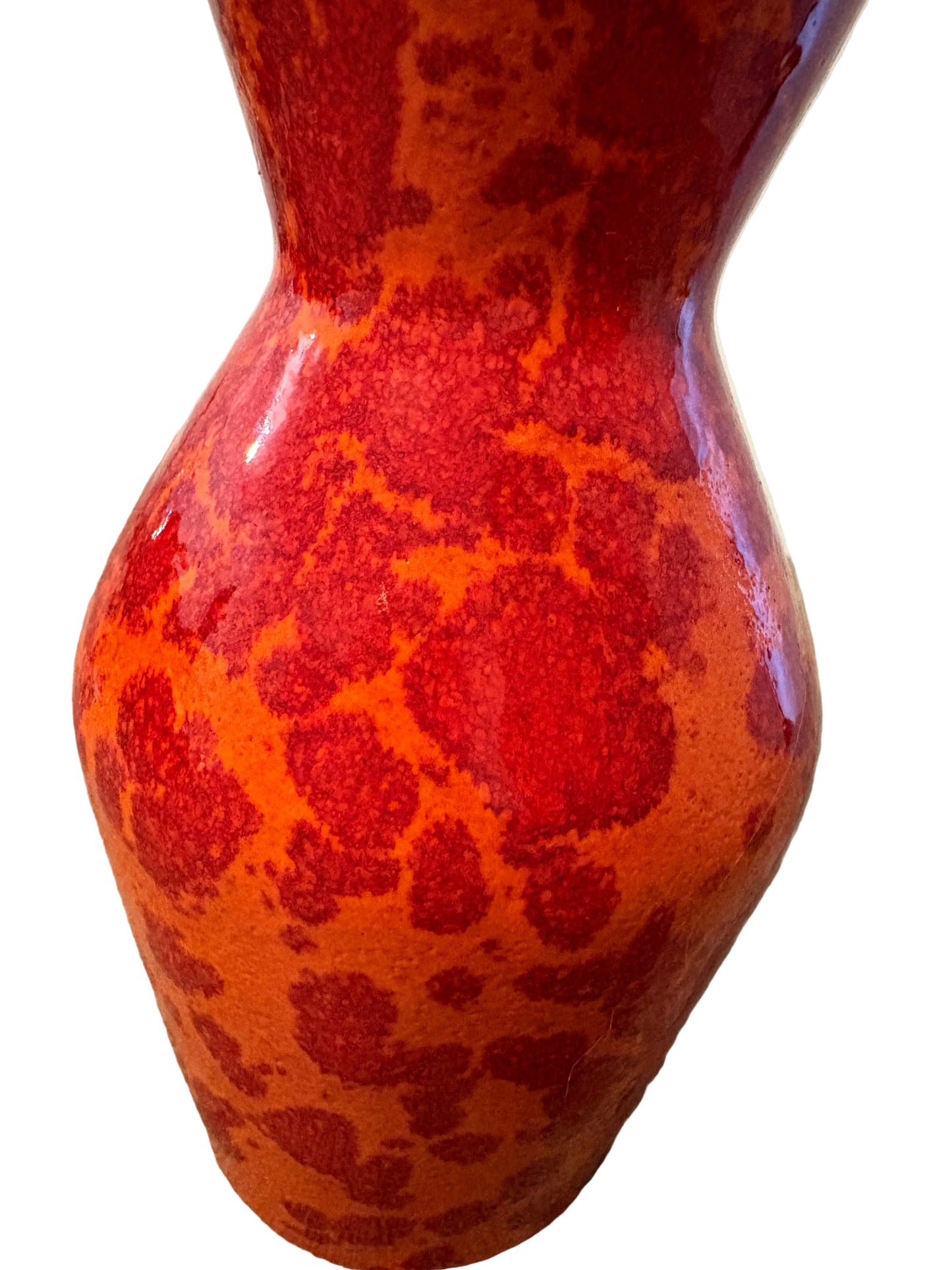 Scheurich 523-18 Fat Lava Vase – West Germany 1970s – Red Volcanic Glaze