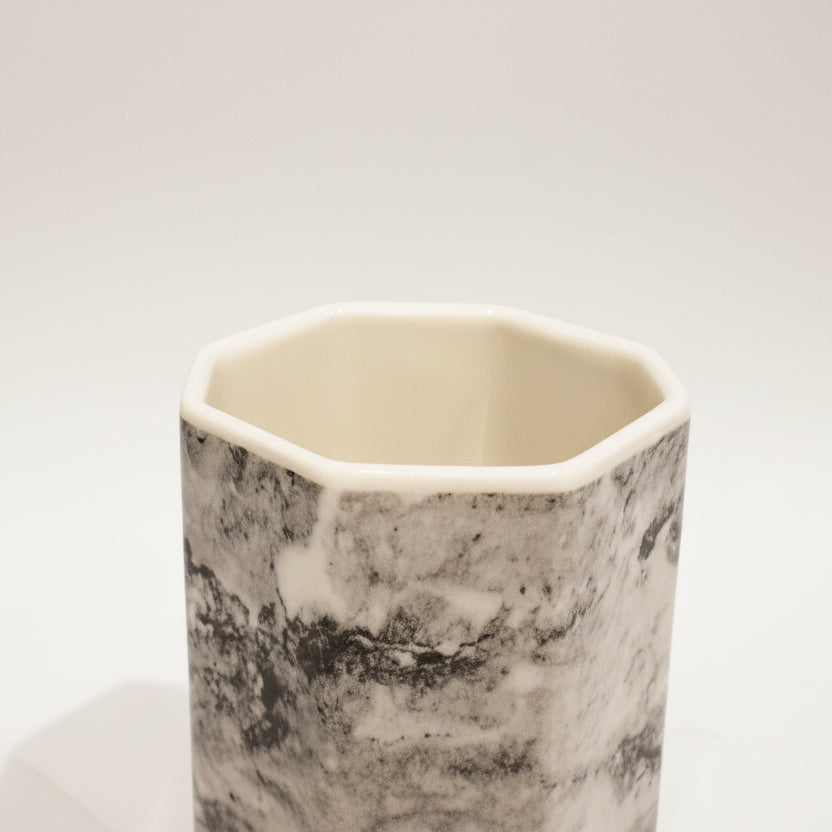 Villeroy & Boch Marble Effect Vase – Octagonal Ceramic Design, Late 1970s–Early 1980s