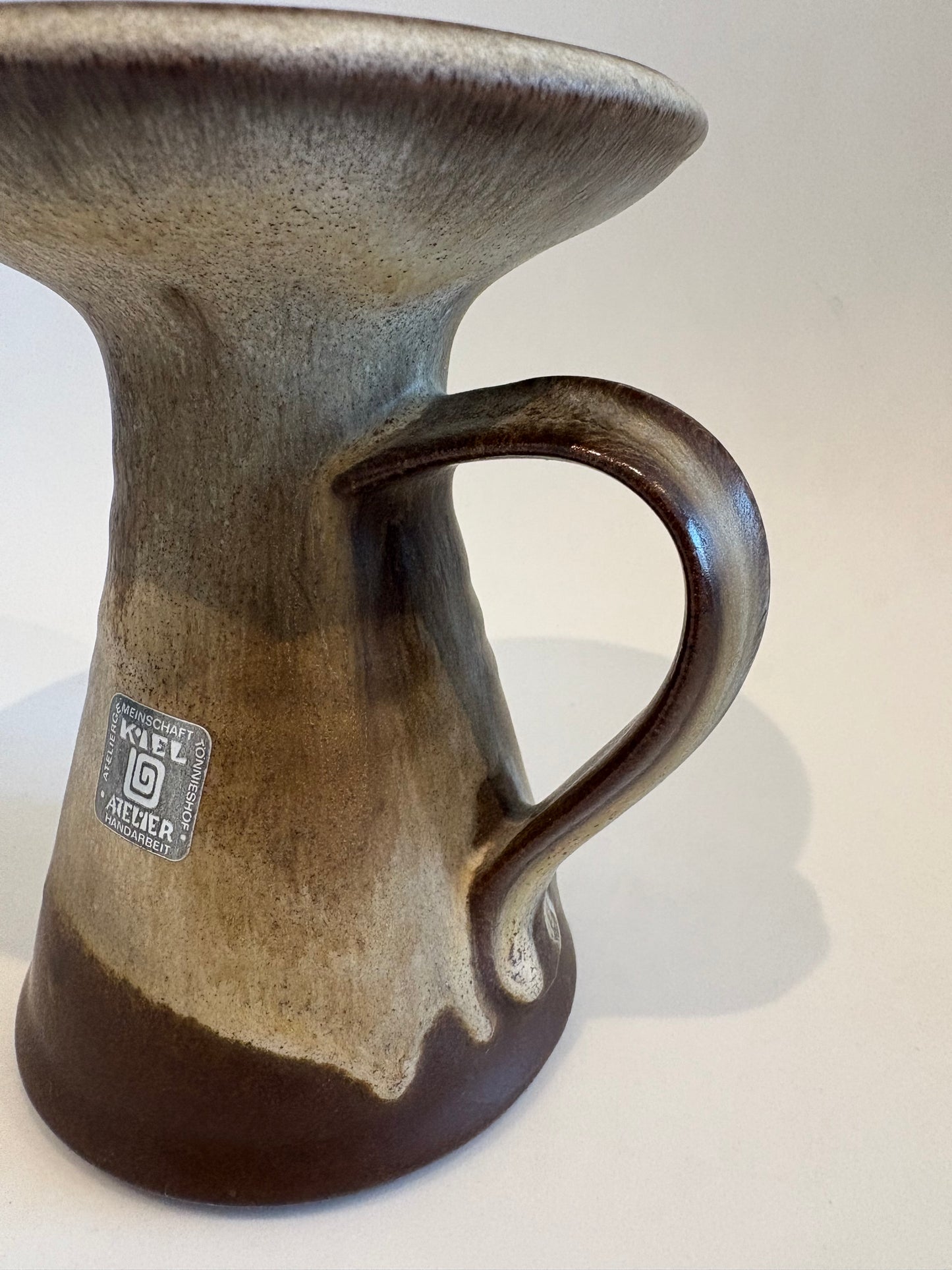 Carstens Kiel Atelier Vase – West German Pottery Brown Drip Glaze Ceramic