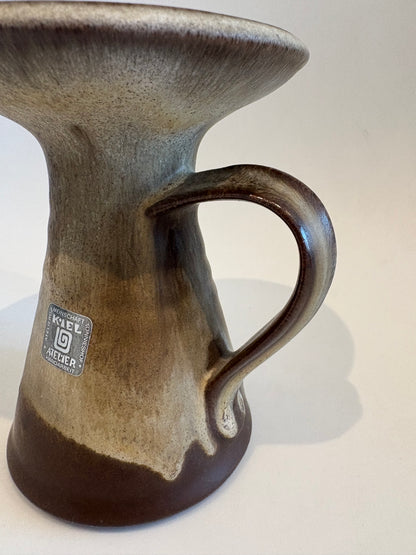 Carstens Kiel Atelier Vase – West German Pottery Brown Drip Glaze Ceramic