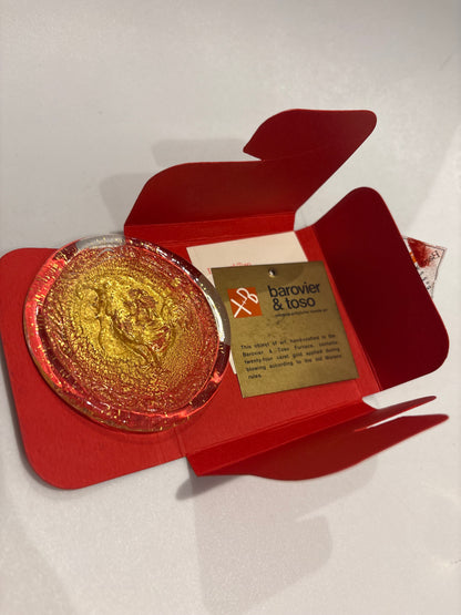 Barovier & Toso Murano Glass Osella Dish 24k Gold – Italian Art Glass Rooster 1950s