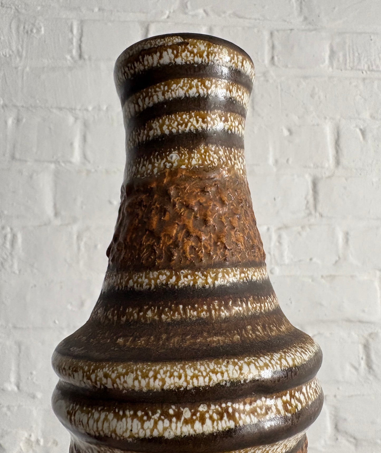 Brown & Cream Scheurich Ceramic Vase – West Germany 209-18 – Textured Fat Lava Glaze, 1970s