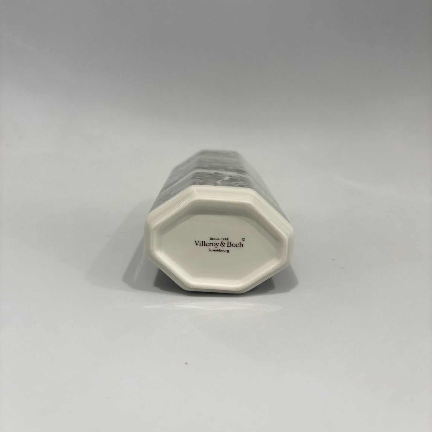 Villeroy & Boch Marble Effect Vase – Octagonal Ceramic Design, Late 1970s–Early 1980s