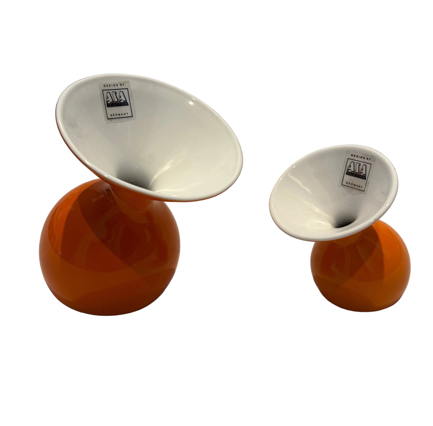 1980s–1990s German Lulu Ceramic Vases Set – Orange & White ASA Selection