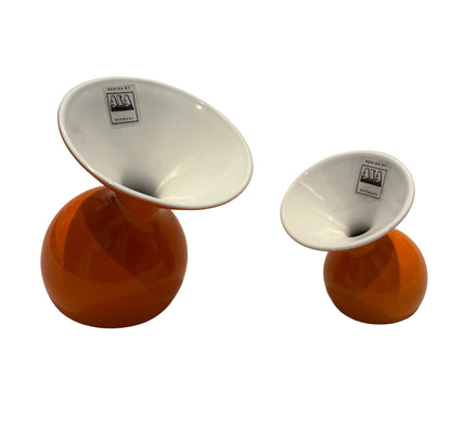 1980s–1990s German Lulu Ceramic Vases Set – Orange & White ASA Selection