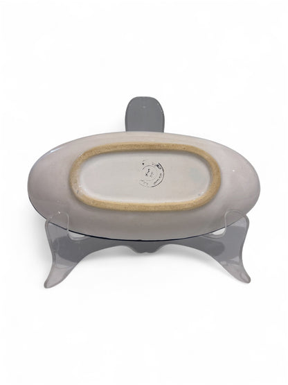 Hand-Painted Tunisian Ceramic Oval Dish – Nabeul Pottery, 1970s-1980s
