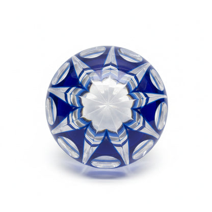 Val Saint Lambert Crystal Ashtray – Blue Cobalt Cut Glass – Belgium, 1970s