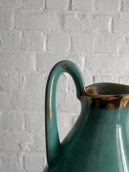 Carstens Tönnieshof Ceramic Pitcher – Turquoise & Gold – West Germany, 1960s–70s