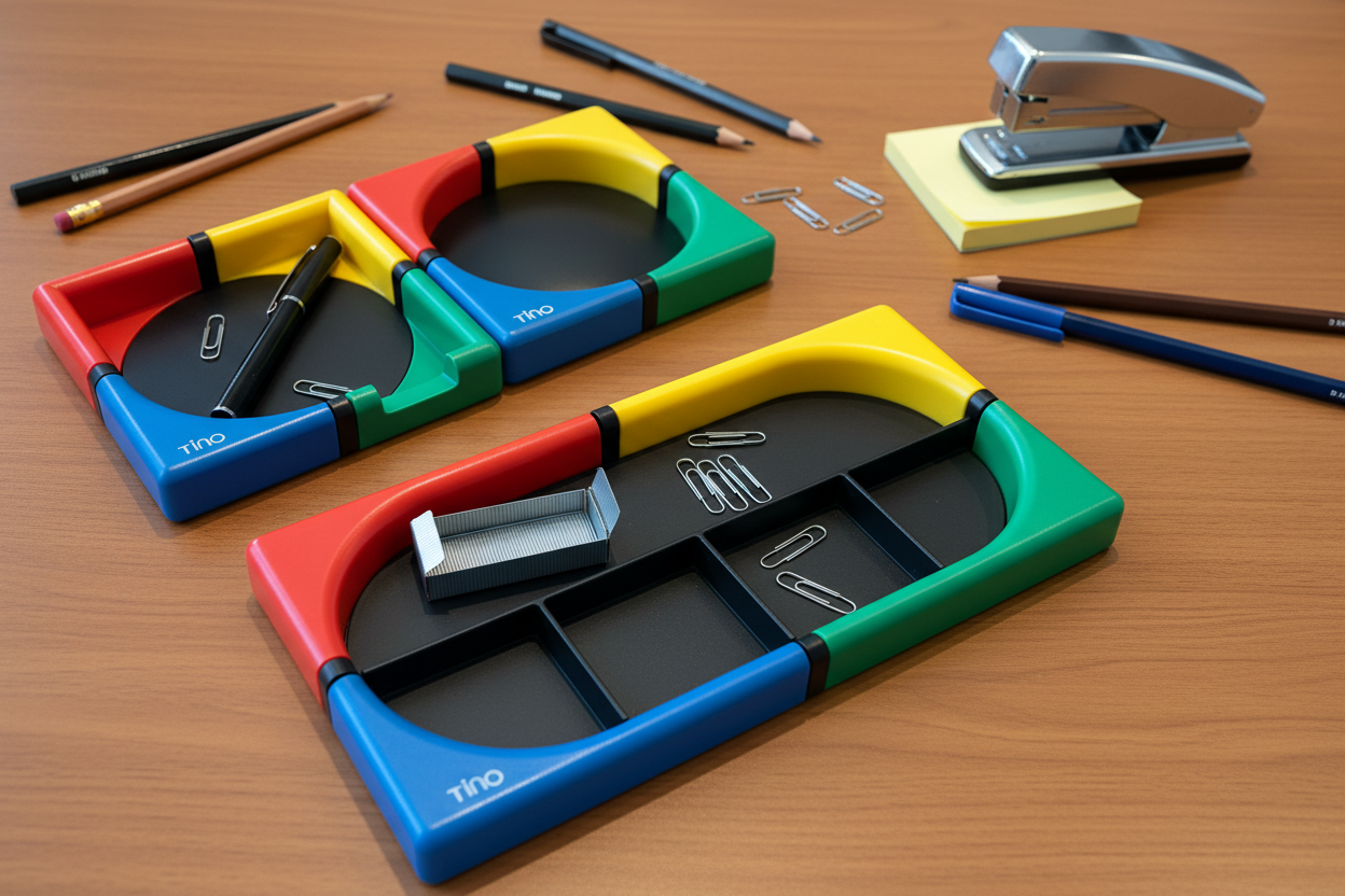 1980s Tino Postmodern Desk Organizer Set – Color Block Memphis Style