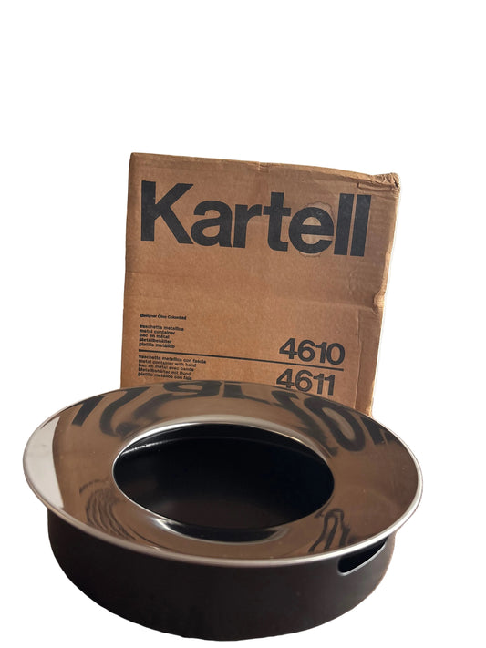 1960s Kartell Collectible Catchall Bowl – Design by Gino Colombini – Chrome & Black