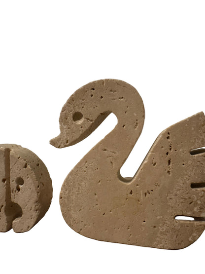 Travertine Animal Sculptures – Swan & Elephant – Attributed to Fratelli Mannelli