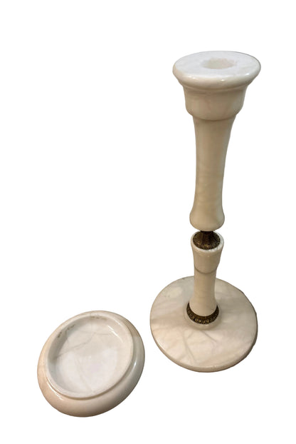 Mid-Century Onyx Pedestal Stand with Brass Details – Italian Style, 1960s