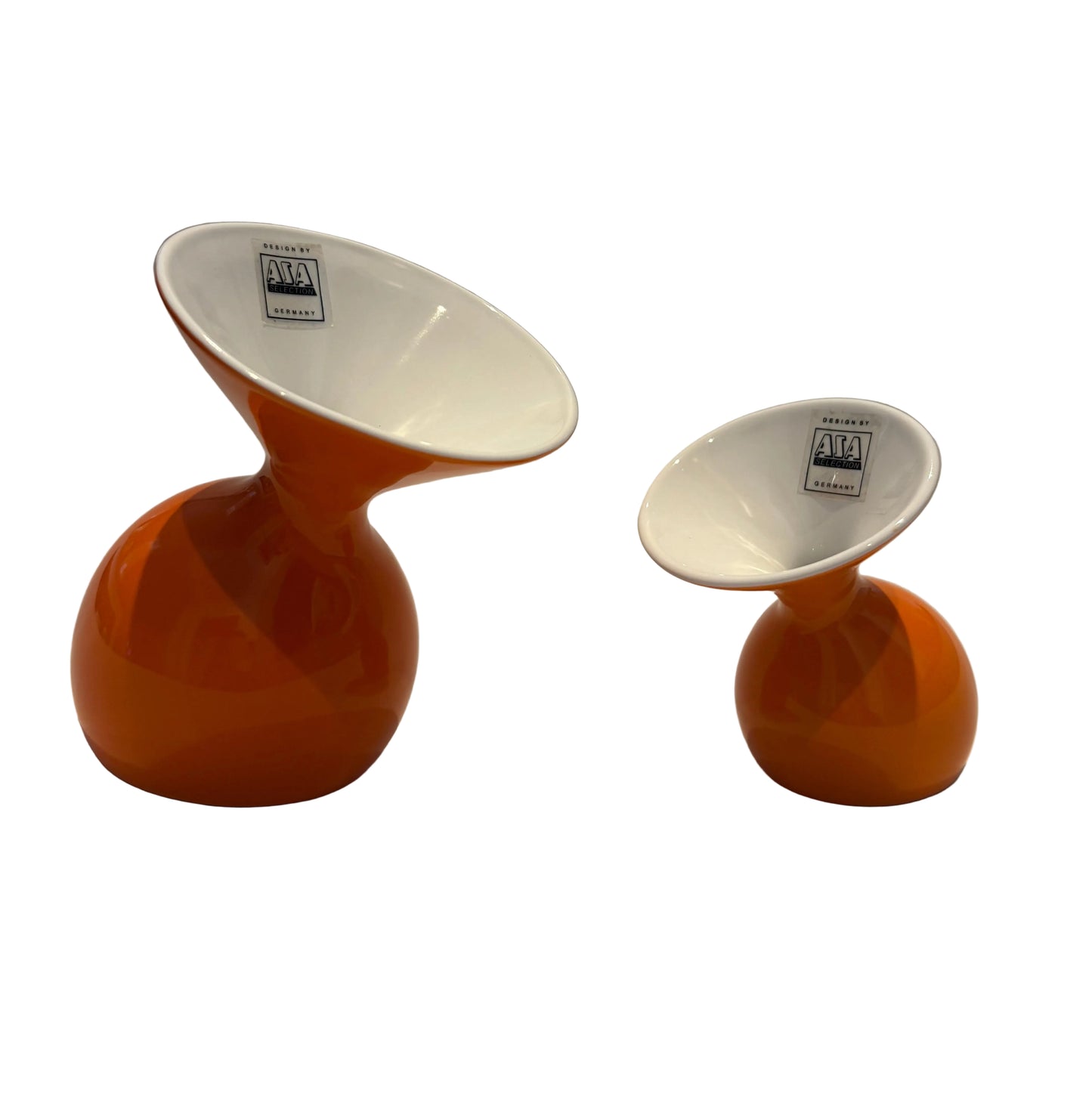 1980s–1990s German Lulu Ceramic Vases Set – Orange & White ASA Selection