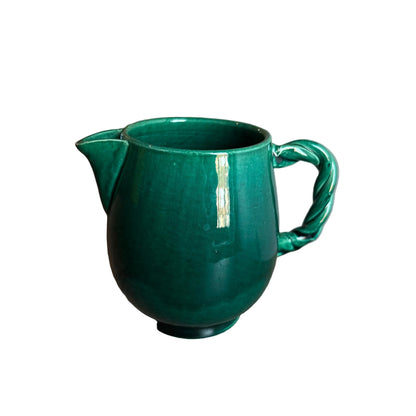 Accolay France Ceramic Pitcher – Mid Century Pottery – Green Glaze, 1960s