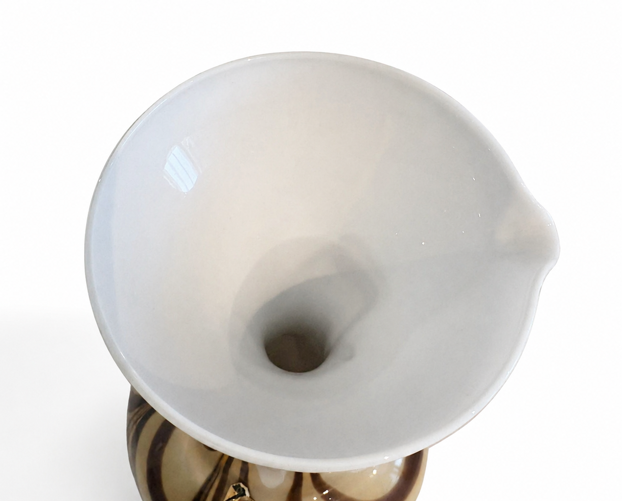 Empoli Opaline Glass Pitcher Vase – Brown Swirl Vetreria Barbieri 1970s (30 cm)