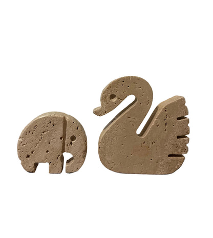 Travertine Animal Sculptures – Swan & Elephant – Attributed to Fratelli Mannelli