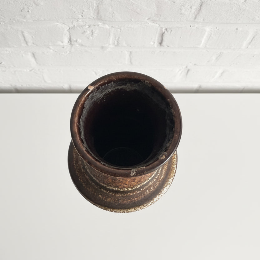 Brown & Cream Scheurich Ceramic Vase – West Germany 209-18 – Textured Fat Lava Glaze, 1970s