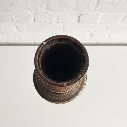 Brown & Cream Scheurich Ceramic Vase – West Germany 209-18 – Textured Fat Lava Glaze, 1970s