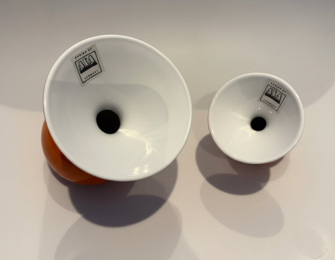 1980s–1990s German Lulu Ceramic Vases Set – Orange & White ASA Selection