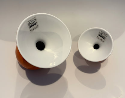 1980s–1990s German Lulu Ceramic Vases Set – Orange & White ASA Selection