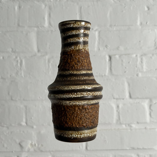 Brown & Cream Scheurich Ceramic Vase – West Germany 209-18 – Textured Fat Lava Glaze, 1970s