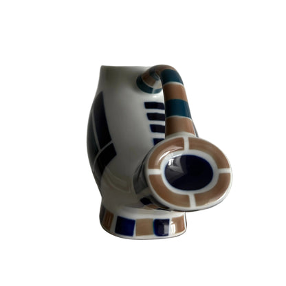 Sargadelos “Moucho” Owl Pitcher – Blue Geometric Ceramic – Spain, 1970s–1980s
