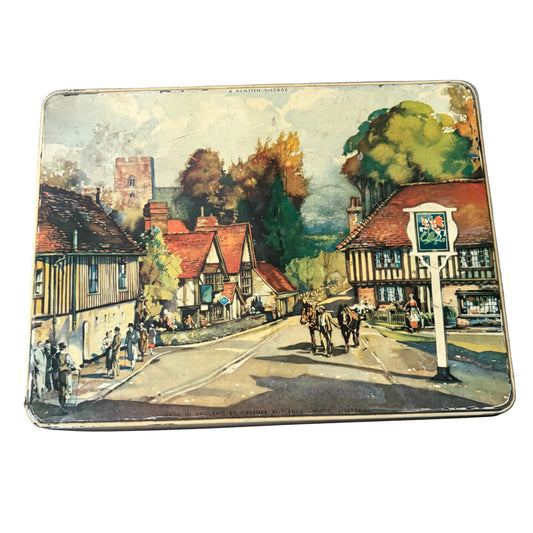 1940s-50s Taveners Rutledge Tin Box – English Countryside Illustration