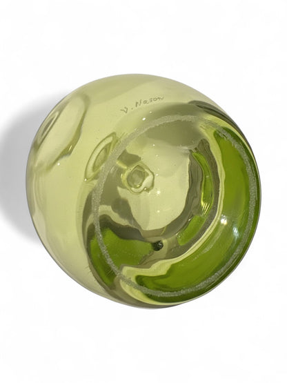 Murano Glass Vase V. Nason Signed – Italian Hand Blown Green Art Glass Vase 1970s