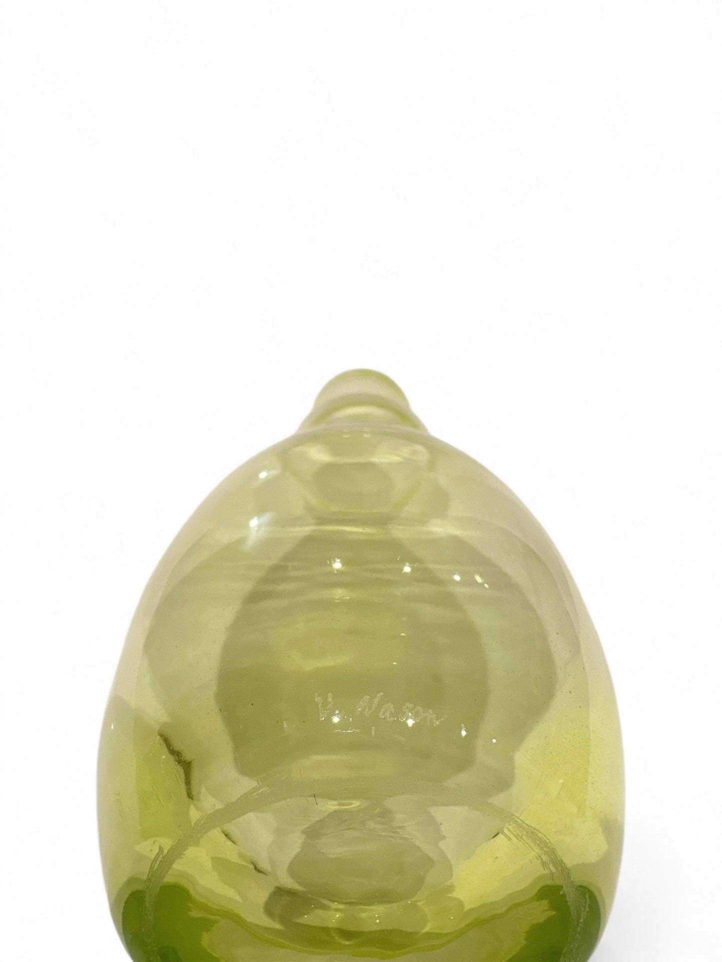 Murano Glass Vase V. Nason Signed – Italian Hand Blown Green Art Glass Vase 1970s