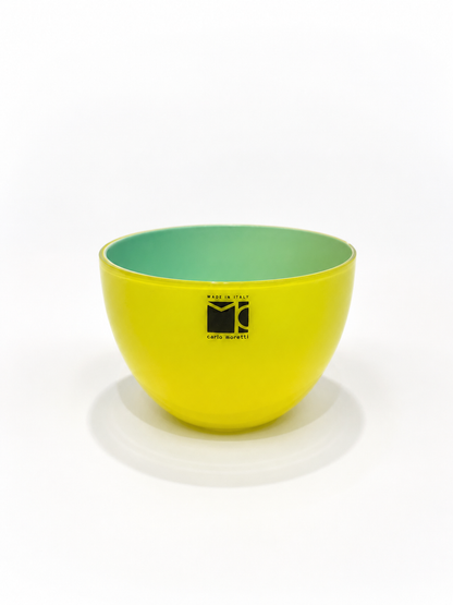 Carlo Moretti Murano Glass Bowl – Pirus Series 2003 – Lime & Turquoise