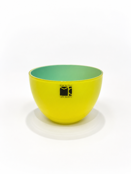 Carlo Moretti Murano Glass Bowl – Pirus Series 2003 – Lime & Turquoise
