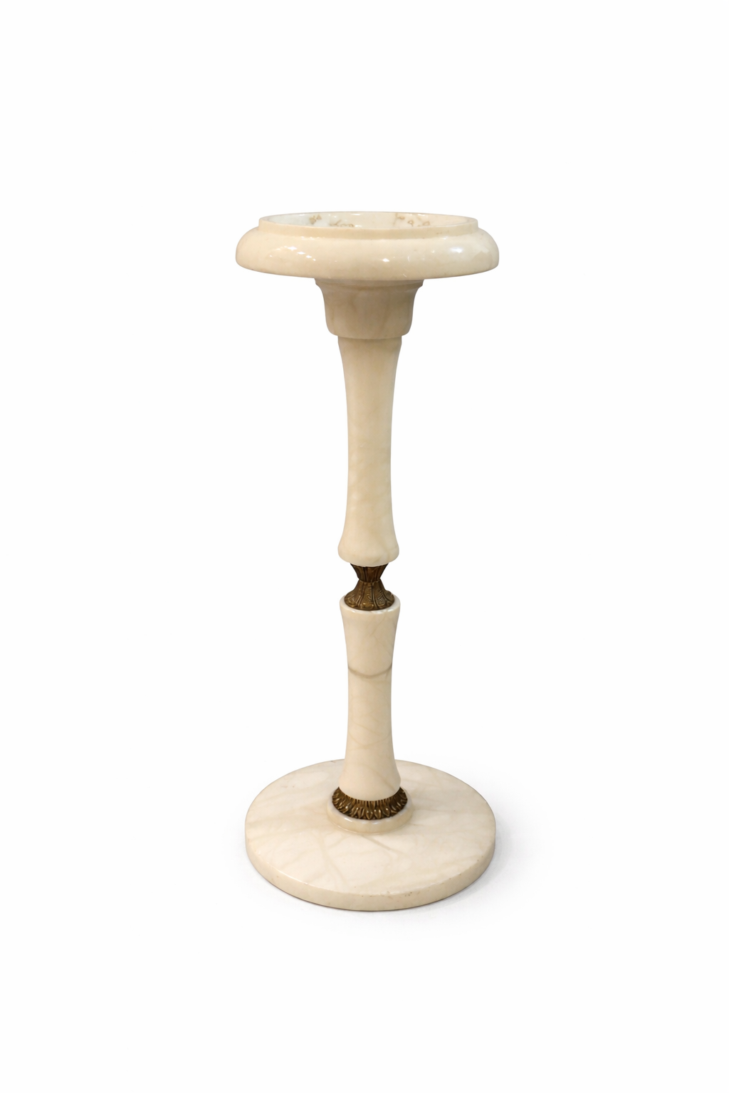 Mid-Century Onyx Pedestal Stand with Brass Details – Italian Style, 1960s